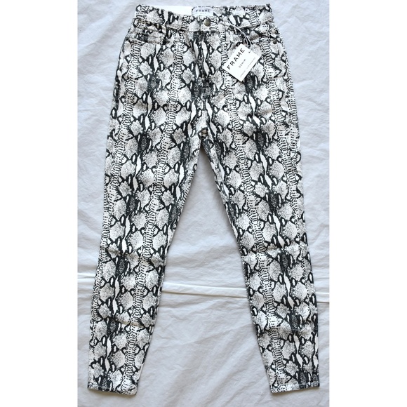 FRAME DENIM WOMEN NWT ALI HIGH RISE CIGARETTE PYTHON PRINT GRIS MULTI JEAN.SZ 27 - Picture 5 of 11